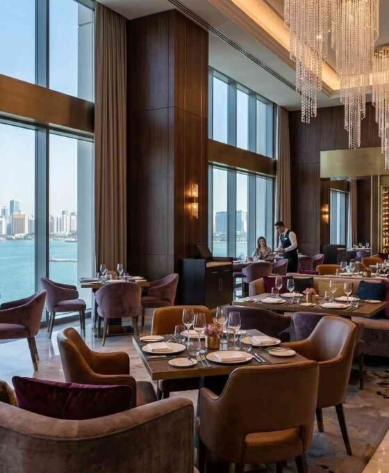Luxurious interior of a fine dining restaurant in Abu Dhabi with Michelin Star Restaurants Abu Dhabi