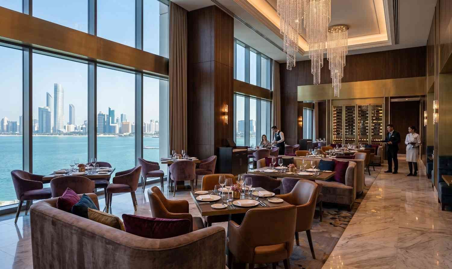 Luxurious interior of a fine dining restaurant in Abu Dhabi with Michelin Star Restaurants Abu Dhabi