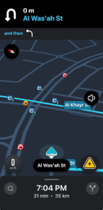 Waze Navigation Features Waze app interface displaying voice-guided navigation, real-time traffic information, speed camera alerts, and estimated travel times.